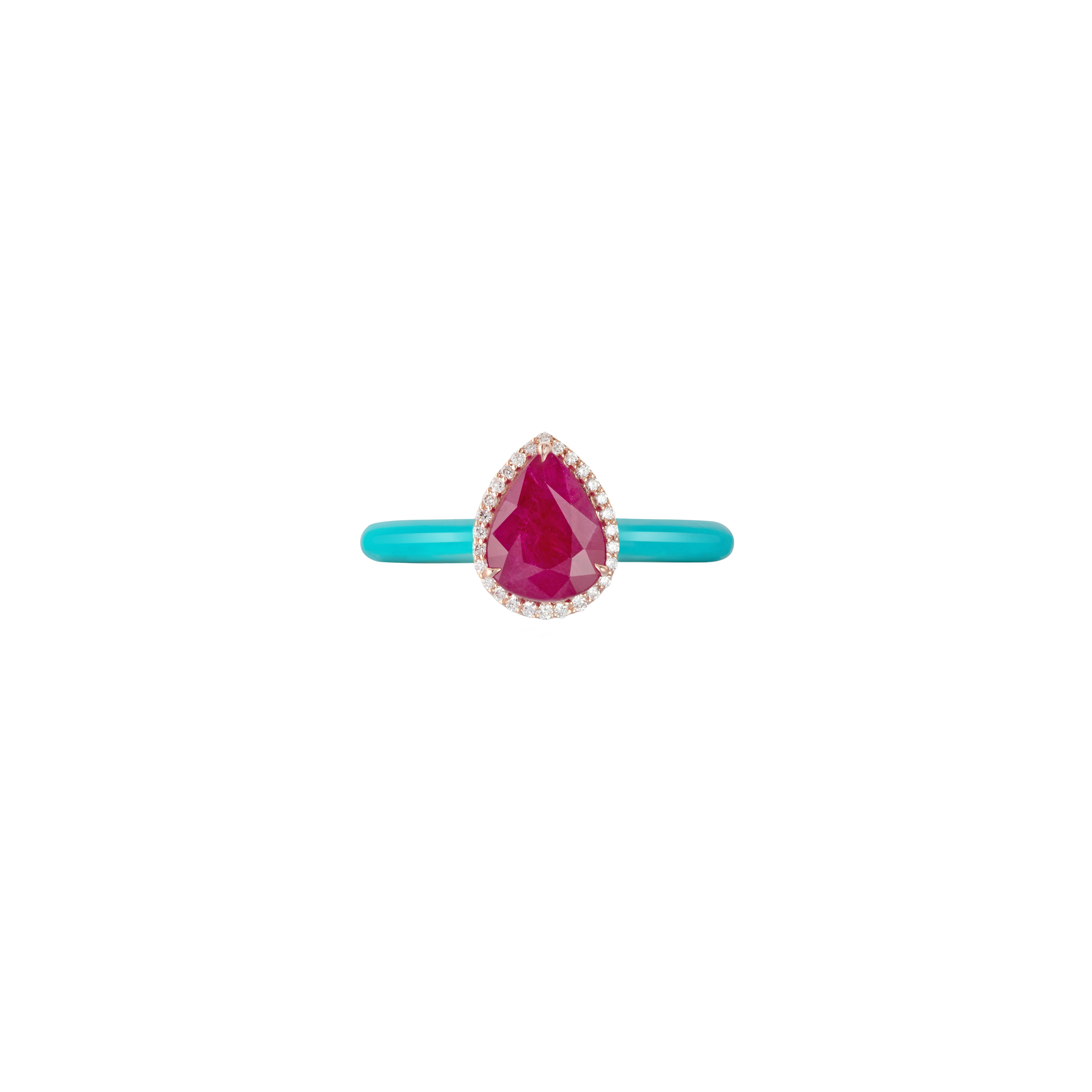 Eye Candy Ring in 18K rose gold with VS-G diamonds, ruby stone